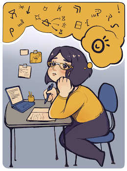 Sonja thinking about Toki Pona